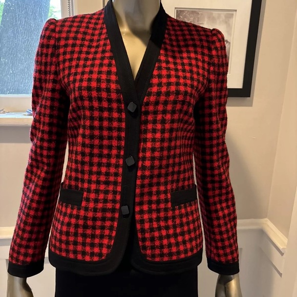 GIVENCHY Classic /Red Black  Houndstooth Jacket VGC Sz 38/8 - Picture 2 of 10